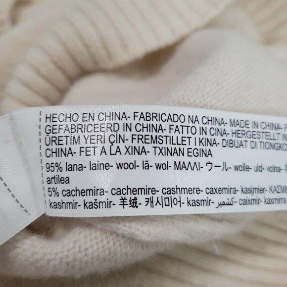 Massimo Dutti Beige Wool Cashmere Crew Neck Pullover Sweater Size Medium M - Picture 4 of 11